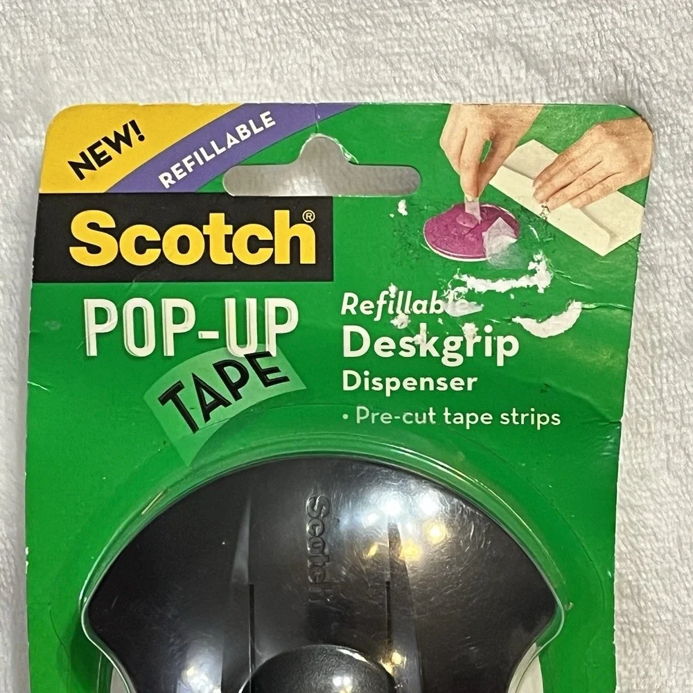 Scotch Pop-Up Tape DESKGRIP Dispenser w/ 75 Strips BLACK New in Package